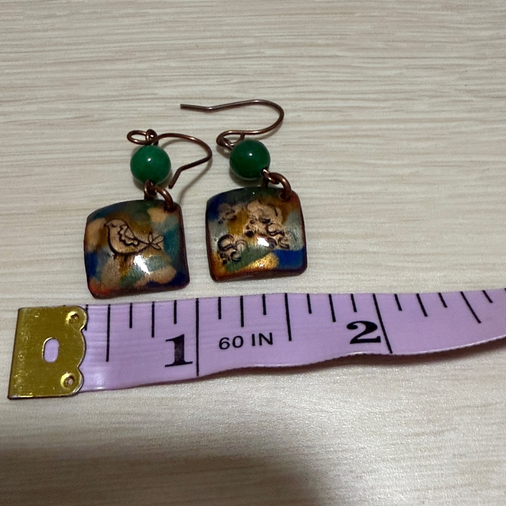 3/$10 Boho Green and Gold Dangle Earrings - Picture 6 of 6
